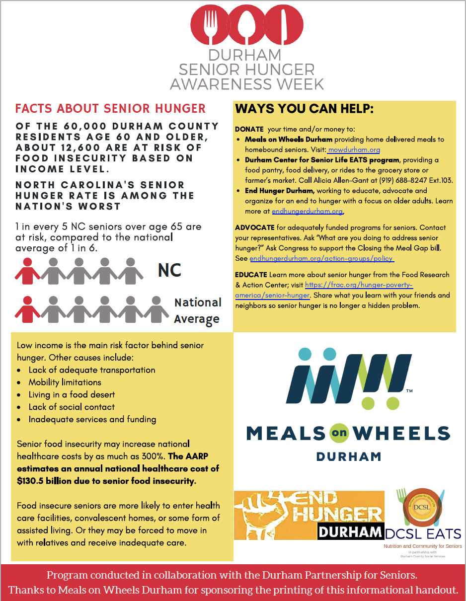 Durham Senior Hunger Awareness Week End Hunger in Durham